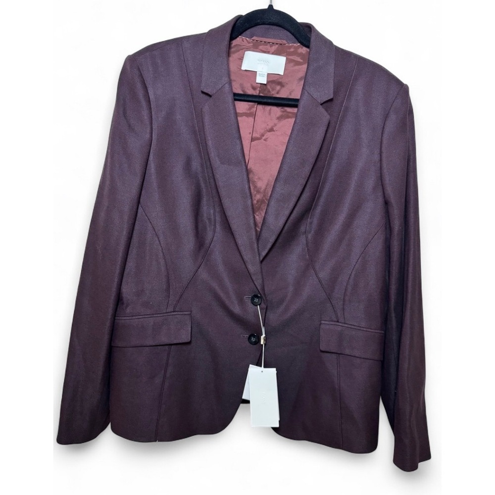 Hugo Boss Womens Jenesa Blazer Dark Red Virgin Wool Blend Jacket Size 14 NEW